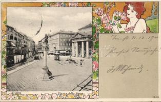 Trieste Piazza della Borsa litho