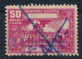 1931 Konzuli illetékbélyeg 50 aranyfillér, 4. fekvő vízjellel (36.000)