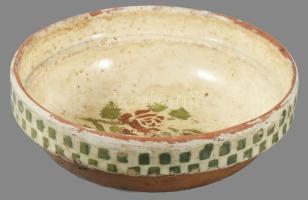 Formás tál. cca 19. sz. második fele, Sóvidék, mázkopással, d: 19 cm, m: 6,5 cm