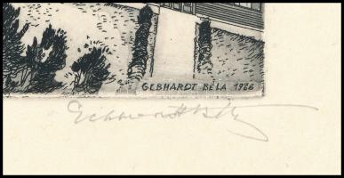 Gebhardt Béla (1901-1990): Alföldi Porcellángyár. Rézkarc, papír, jelzett, hártyapapíron feliratozot...