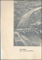 Salétros János (1935-): Tiszai vízlépcső. Rézkarc, papír, jelzett, hártyapapíron feliratozott, Az 19...