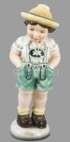 Goldscheider kislány figura, cca 1940, jelzett, ritka, sérült, ragasztott, m: 18 cm