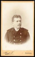 cca 1890-1900 Hajóskapitány portréja, vizitkártya Stagl Ferenc soproni műterméből, 10,5x6,5 cm
