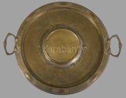 cca 1910 WMF szecessziós nagyméretű kínáló, középen kristály kínálórésszel, jelzett, kopással, kicsi...