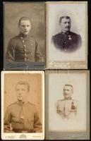cca 1885-1915 Katonaportrék, 4 db vizitkártya különféle műtermekből (Mathilda Rek, Zsolna; Brückner ...