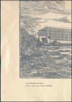 Varga László (1930-): Győri Házépítő Kombinát. Rézkarc, papír, jelzett, hártyapapíron feliratozott, ...
