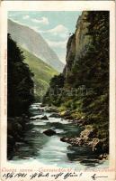1901 Herkulesfürdő, Baile Herculane; Cserna szoros. Jäger Emil kiadása / gorge