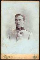 cca 1910 Fiatal katonatiszt Jubileumi Udvari Emlékérem kitüntetéssel, kabinetfotó Pokorny cs. és kir...