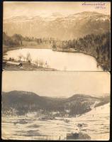 1918 Olasz front, Lavarone és Asiago települések látképe, 2 db I. világháborús fotólap, a hátoldalon...