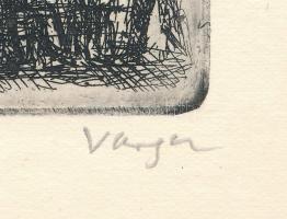 Varga Nándor Lajos (1895-1978): Salgótarján, új városközpont. Rézkarc, papír, jelzett, hártyapapíron...