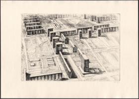 Varga Nándor Lajos (1895-1978): Budapest kelenföldi Házgyári lakótelep. Rézkarc, papír, jelzett, hár...