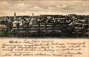 1902 Kaposvár, látkép, vasútállomás, városi villanytelep. Hagelmann Károly kiadása (kis szakadás / s...