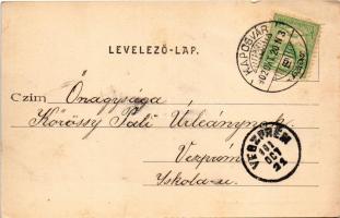 1902 Kaposvár, látkép, vasútállomás, városi villanytelep. Hagelmann Károly kiadása (kis szakadás / s...