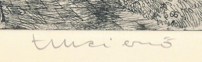 Olvashatatlan jelzéssel (.. Ernő?): Pécs, délnyugati városrész. Rézkarc, papír, jelzett, hártyapapír...