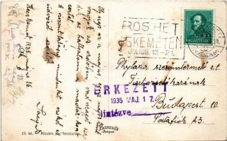 1938 Kecskemét, színház, utcaseprő. + "Hírös hét Kecskeméten 1938. július 13-21." So. Stpl...