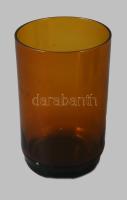 Borostyánszínű pohár szett, 6 darab, hibátlan, m: 10 cm