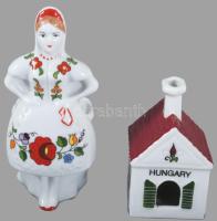 Kalocsai Porcelán 2 darab asztaldísz, jelzett, hibátlan, m: 13 cm