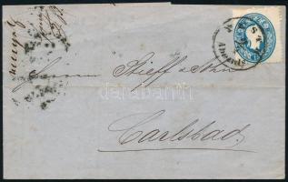 1863 15kr levélen "PESTH / Abends" - "CARLSBAD"