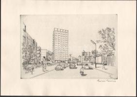 Olvashatatlan jelzéssel: Miskolc, Kilián-lakótelep. Rézkarc, papír, jelzett, hártyapapíron feliratoz...