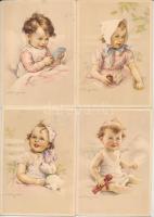 GYEREK - 4 db RÉGI szignós művészlap (1943) / CHILD - 4 pre-1945 signed art postcards