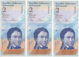 Venezuela 2012. 2B (3x) sorszámkövetők "J36460345 - J36460347" T:UNC
Venezuela 2012. 2 Bo...