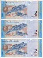 Venezuela 2012. 2B (3x) sorszámkövetők "J36460345 - J36460347" T:UNC
Venezuela 2012. 2 Bo...