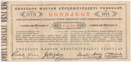 1879. Budapest "Országos Magyar Képzőművészeti Társulat" 1Ft értékű sorsjegye "073 16...