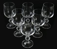 Csehszlovák 6 darabos kristály pohár készlet, dobozában, hibátlan, m: 15,5 cm