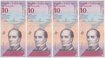 Venezuela 2018. 10B (4x) sorszámkövetők és közeli sorszám "F84806152 - F84806157" T:UNC
V...
