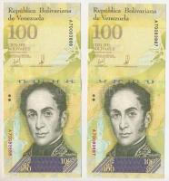 Venezuela 2017. 100.000B (2x) sorszámkövetők "A70083387 - A70083388" T:UNC
Venezuela 2017...