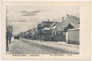 Szászsebes, Mühlbach, Sebesul Sasesc, Sebes; Str. Regina Maria, Tivoli / utca télen. Erich Hutter ki...