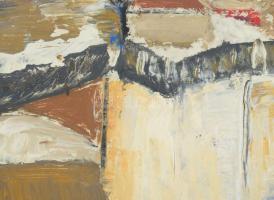 TM jelzéssel: Táj. Olaj, karton. Paszpartuban. 27,5x33 cm
