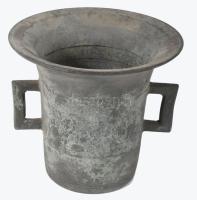 Bronz mozsár, törő nélkül, m: 12 cm