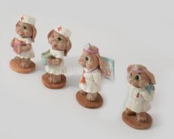 Rezin orvos egér figurák, 4 darab, dobozban, m: 7 cm