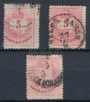 1881 5kr 3 db bélyeg 13-as fogazással (10.500)