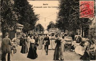 1912 Berlin, Promenade unter den Linden / promenade, montage with people and tram. Kunstverlag Max O...