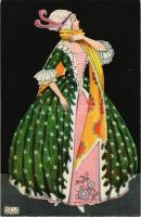 Mode. B.K.W.I. 384-2. / lady art postcard s: Mela Koehler