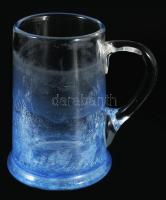 Karcag Berekfürdői fátyolüveg korsó, hibátlan, m: 14 cm