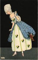 Mode. B.K.W.I. 384-3. / lady art postcard s: Mela Koehler