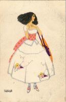 Mode. B.K.W.I. 746-1. / lady with hat art postcard s: Mela Koehler