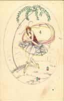 Lady art postcard. B.K.W.I. 423-3. s: Mela Koehler (fl)