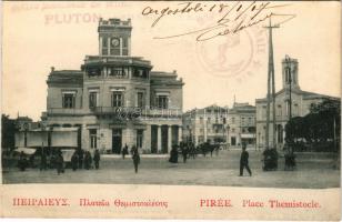 1917 Piraeus, Peiraiás, Pirée; Place Themistocle / square, market, town hall, church (EK)