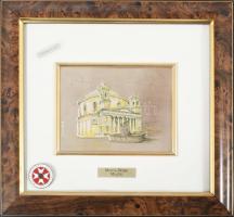 Monte Dome Malta ezüst (Ag) lemez kép, jelzett, keretben, 9x12 cm, 23x24 cm