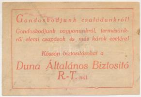 1937. Kaposvár "Duna Általános Biztosító Rt." díjnyugta 1P-ről, "601884" kötvény...