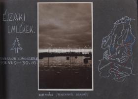 1931 Északi emlékek, IV. Finn-Ugor Kongresszus, 114 db RÉGI fotó és képeslap albumba ragasztva, orsz...