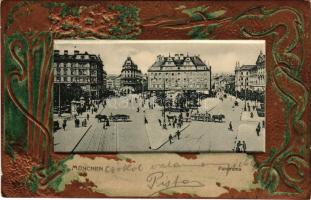 1904 München, Munich; Panorama. A. Fleischmann Kunstverlag Art Nouveau, Emb. floral litho frame