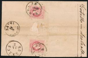 1867.aug.13. Ajánlott levél korai felhasználású 5kr + hátoldalon 2 x 5kr bérmentesítéssel (az egyik ...