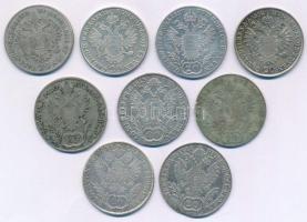 1806-1832. 20kr Ag (9db, 8xklf évszám vagy verdejel), benne: 1806A, 1810A, 1811A, 1815A, 1827A, 1830...