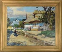 Neogrády László (1896-1962): Hazafelé. Olaj, karton. Jelezve jobbra lent. Dekoratív fakeretben. 56×6...