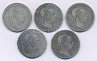 1878KB-1879KB 1Ft Ag "Ferenc József / Középcímer" (5db, 2xklf) T:F patina
Adamo M15